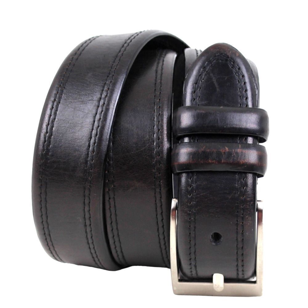 DOCKERS BLACK GENUINE LEATHER 1 3/8"Wd STITCH CASUAL DRESS MEN'S BELT Sz 36 (F30